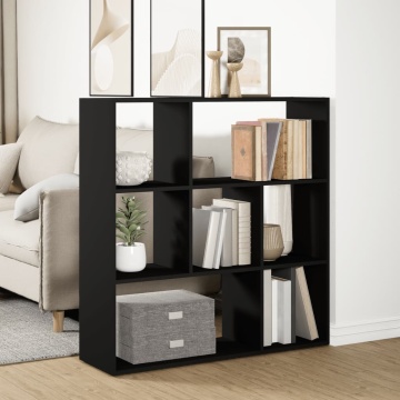 Bibliotecă/separator cameră negru 102x29x103,5 cm lemn - Img 4