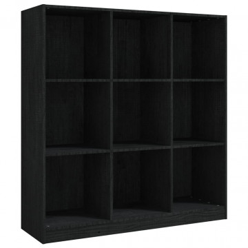 Bibliotecă/Separator cameră negru 104x33,5x110cm lemn masiv pin - Img 2