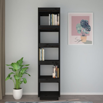 Bibliotecă/Separator cameră negru 40x35x167 cm lemn masiv pin - Img 3
