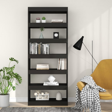 Bibliotecă/Separator cameră, negru, 80x30x198 cm, PAL - Img 8
