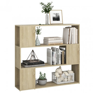 Bibliotecă/Separator cameră, stejar sonoma, 100x24x94 cm - Img 4