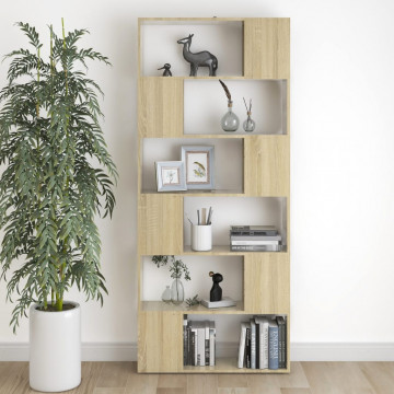 Bibliotecă/Separator cameră, stejar sonoma, 80x24x186 cm, PAL - Img 5