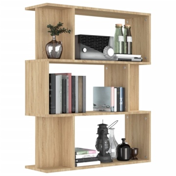Bibliotecă/Separator cameră, stejar Sonoma, 80x24x96 cm, PAL - Img 4