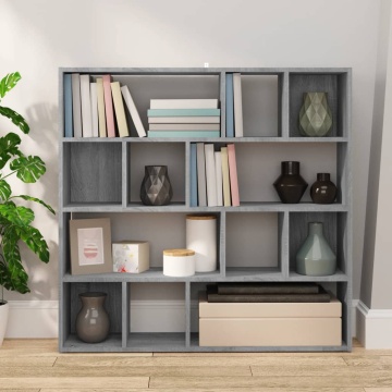 Bibliotecă/Separator de cameră, gri sonoma, 105x24x102 cm - Img 3