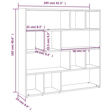 Bibliotecă/Separator de cameră, gri sonoma, 105x24x102 cm - Img 7