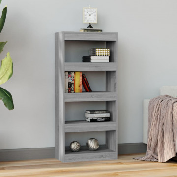 Bibliotecă/Separator, sonoma gri, 60x30x135 cm, lemn prelucrat - Img 4