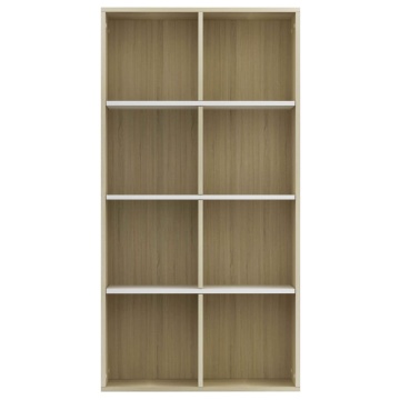 Bibliotecă/Servantă, alb și stejar sonoma, 66x30x130 cm, PAL - Img 4