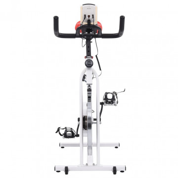 Bicicletă antrenament fitness, cu senzori puls, alb și roșu - Img 4