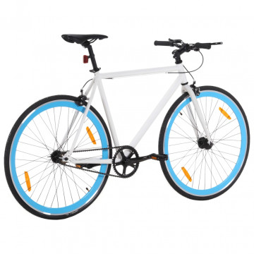 Bicicletă cu angrenaj fix, alb și albastru, 700c, 55 cm - Img 3