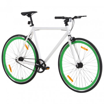 Bicicletă cu angrenaj fix, alb și verde, 700c, 55 cm - Img 2