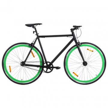 Bicicletă cu angrenaj fix, negru și verde, 700c, 55 cm - Img 1