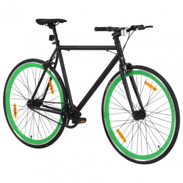 Bicicletă cu angrenaj fix, negru și verde, 700c, 59 cm - Img 2