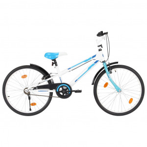 Bicicletă pentru copii, albastru și alb, 24 inci - Img 1