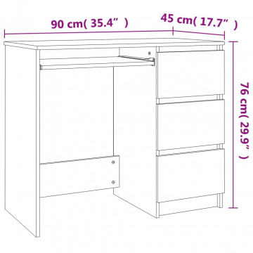 Birou, alb, 90 x 45 x 76 cm, PAL - Img 7