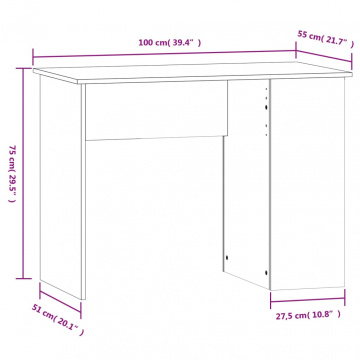 Birou, alb extralucios, 100x55x75 cm, lemn prelucrat - Img 7