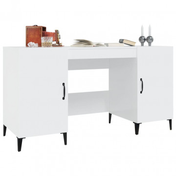 Birou, alb extralucios, 140x50x75 cm, lemn compozit - Img 4