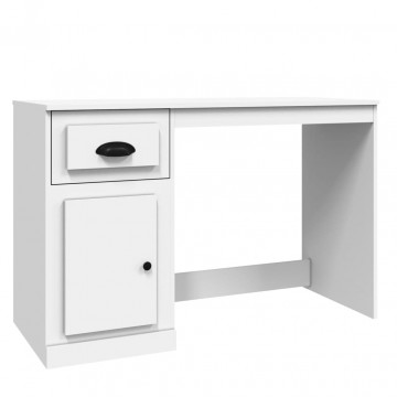 Birou cu sertar, alb, 115x50x75 cm, lemn prelucrat - Img 2