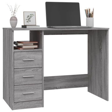 Birou cu sertare gri sonoma 102x50x76 cm lemn prelucrat - Img 4