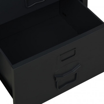 Birou cu sertare, negru, 105x52x75 cm, oțel, industrial - Img 5