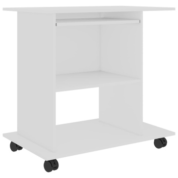 Birou de calculator, alb, 80x50x75 cm, lemn prelucrat - Img 2