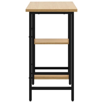 Birou de calculator negru/stejar deschis 80x40x72 cm MDF/metal - Img 4