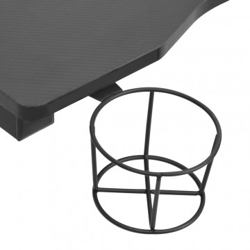 Birou de gaming LED cu picioare în formă de Y negru 90x60x75 cm - Img 7