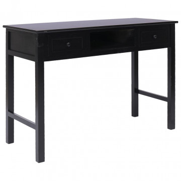 Birou, negru, 108x45x76 cm, lemn masiv de paulownia - Img 2
