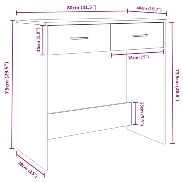 Birou, stejar maro, 80x40x75 cm, lemn prelucrat - Img 3