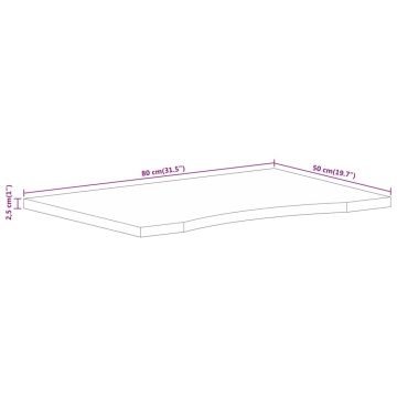 Blat birou cu decupaj curbat 80x50x2,5 cm lemn masiv mango brut - Img 7
