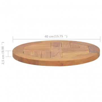 Blat de masă, 40 cm, lemn masiv de tec, rotund, 2,5 cm - Img 4