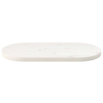 Blat de masă, alb, 80x40x2,5 cm, lemn masiv de pin, oval - Img 3