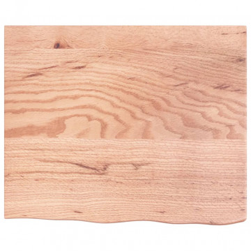 Blat de masă maro deschis 60x50x6 cm, lemn masiv stejar tratat - Img 3