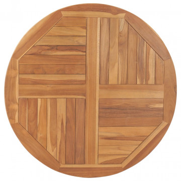 Blat de masă rotund, 90 cm, lemn masiv de tec, 2,5 cm - Img 1