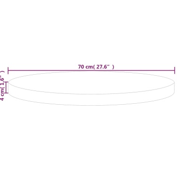 Blat de masă rotund, Ø70x4 cm, lemn masiv stejar netratat - Img 4