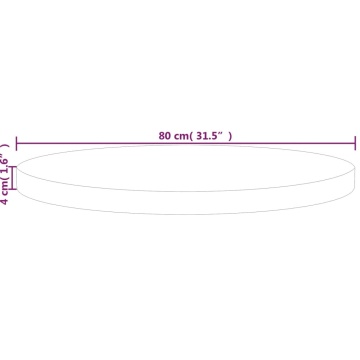 Blat de masă rotund, Ø80x4 cm, lemn masiv stejar netratat - Img 4