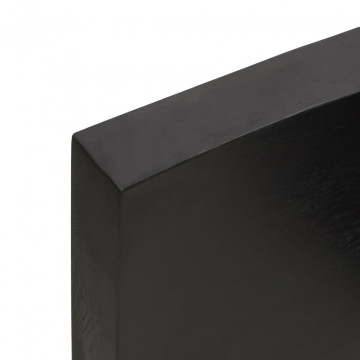 Blat masă, 100x40x6 cm, gri, lemn stejar tratat contur organic - Img 2