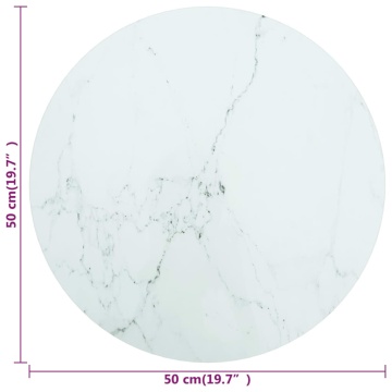 Blat masă, alb, Ø50x0,8 cm, sticlă securizată, design marmură - Img 4