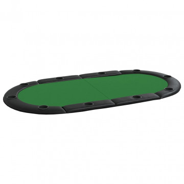 Blat masă de poker, 10 jucători, pliabil, verde, 208x106x3 cm - Img 2