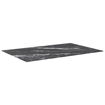 Blat masă negru 100x62 cm 8mm sticlă securizată design marmură - Img 2