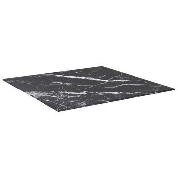 Blat masă negru 60x60cm 6mm sticlă securizată design de marmură - Img 2