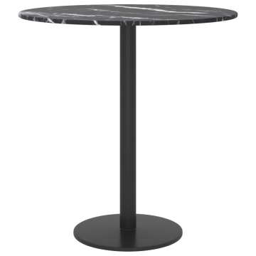 Blat masă negru Ø40x0,8 cm, sticlă securizată cu design marmură - Img 3