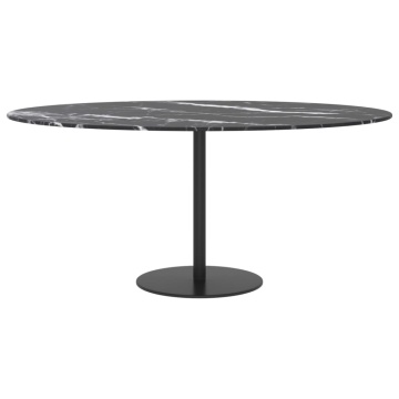 Blat masă negru Ø90x1 cm sticlă securizată cu design marmură - Img 3