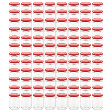 Borcane din sticlă pentru gem, capace roșii, 96 buc., 230 ml - Img 2