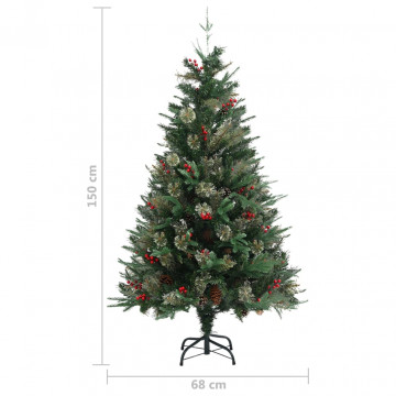 Brad de Crăciun cu conuri de pin, verde, 150 cm, PVC&PE - Img 5
