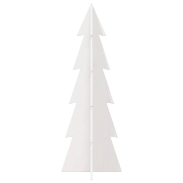 Brad de Crăciun decorativ, alb, 112 cm, lemn de pin masiv - Img 3