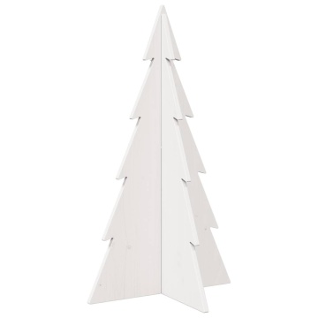 Brad de Crăciun decorativ, alb, 80 cm, lemn de pin masiv - Img 2