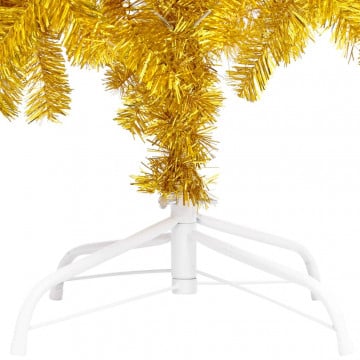 Brad de Crăciun pre-iluminat cu set globuri, auriu, 240 cm, PET - Img 4