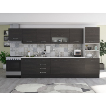 Bucatarie Alfa 380, wenge, blat termic alb, corp hota, soldat - Img 1