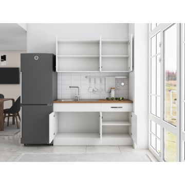Bucatarie Sofia 140 cm, Alb, Blat termic nuc - Img 3