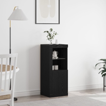 Bufet cu lumini LED Stejar Negru 41x37x100 cm - Img 1